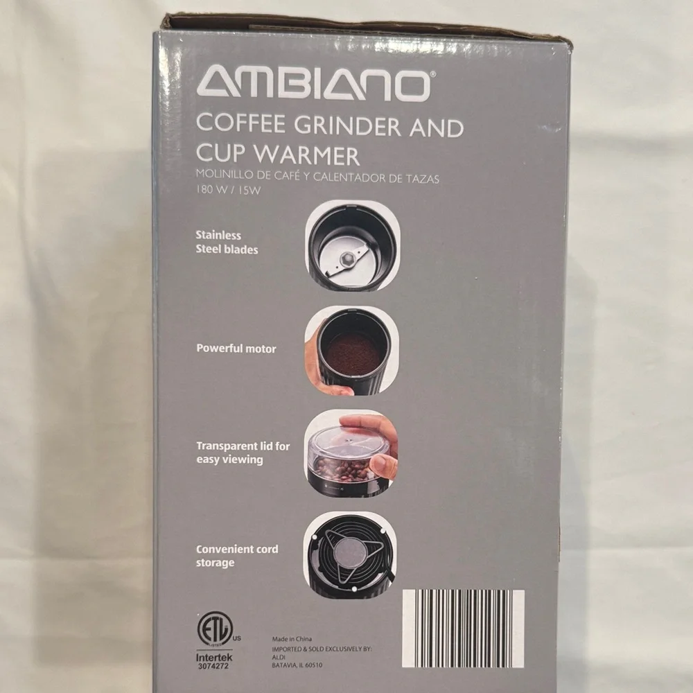 NIB Ambiano Coffee Grinder and Cup Warmer Set Black